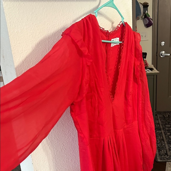 ASOS DESIGN Curve midi dress with long sleeve, Ruffles,and circle trim - Picture 5 of 6